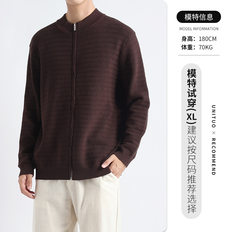 Lujo ligero de lujo suéter con cremallera de cuello alto Cardigan chaqueta de hombre de alto nivel sensación de invierno / otoño chaqueta casual polo