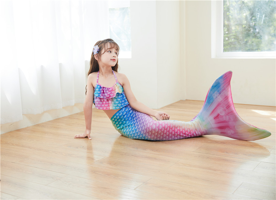 Girl's Cartoon Style Mermaid Polyester Bikinis 3 Piece Set display picture 27