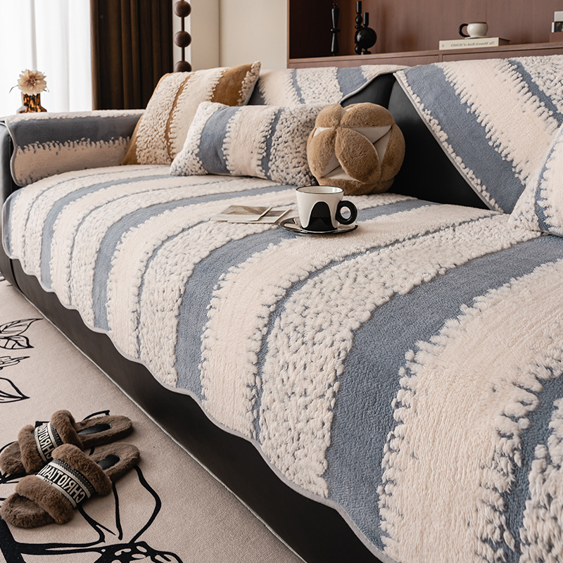 Luz de lujo de alto nivel felt sofá cojín de cuero otoño invierno fijo antideslizante cojín recto 2024 nuevo tipo cubierta tela de invierno