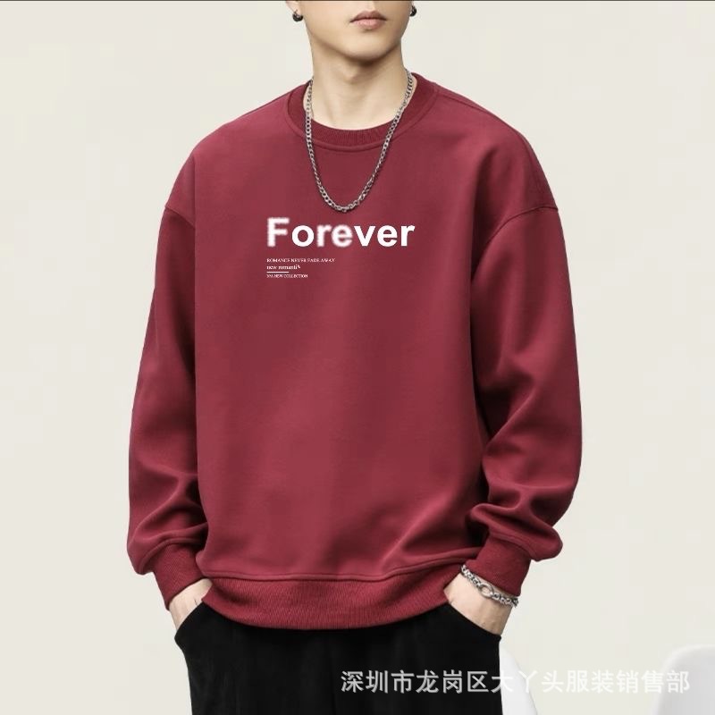 清货衣服男装水墨印圆领卫衣毛圈款宽松男女同款外套厂家库存服装