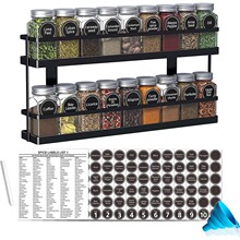 跨境亚马逊厨房置物架香料架台面可壁挂调味品佐料收纳双层调料架