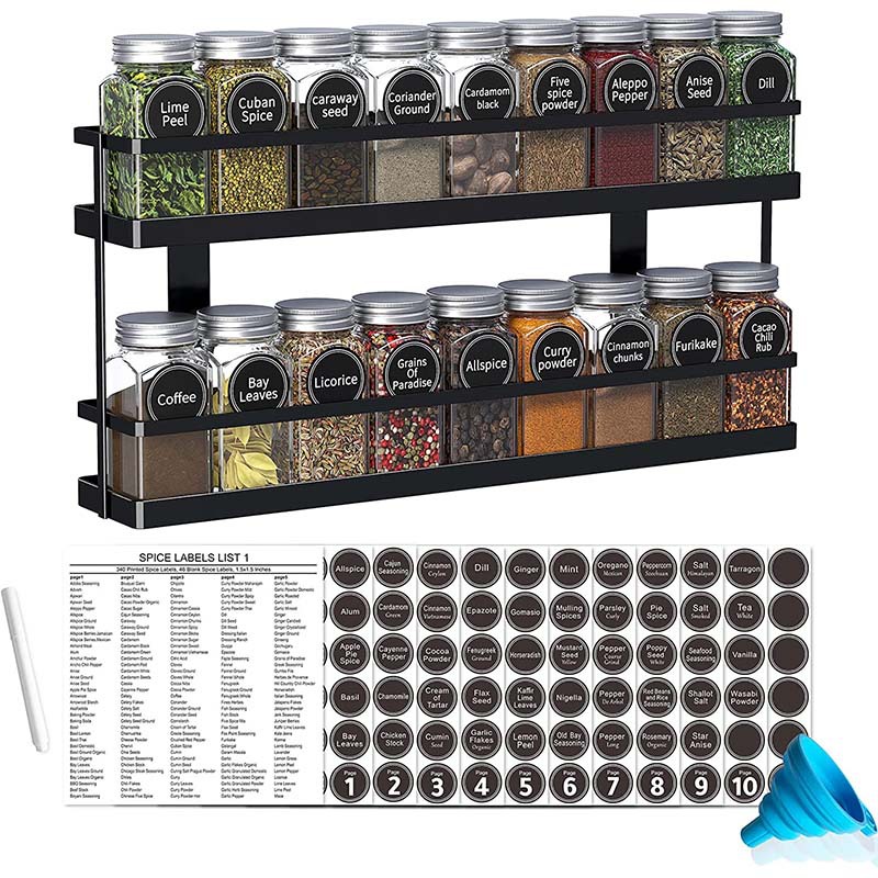 跨境亚马逊厨房置物架香料架台面可壁挂调味品佐料收纳双层调料架