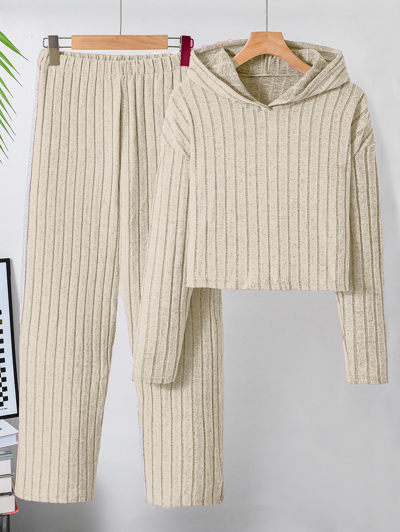 Traje de niña primavera de manga larga jersey casual de niña de punto lindo pantalones rectos suéter de niña traje de dos piezas