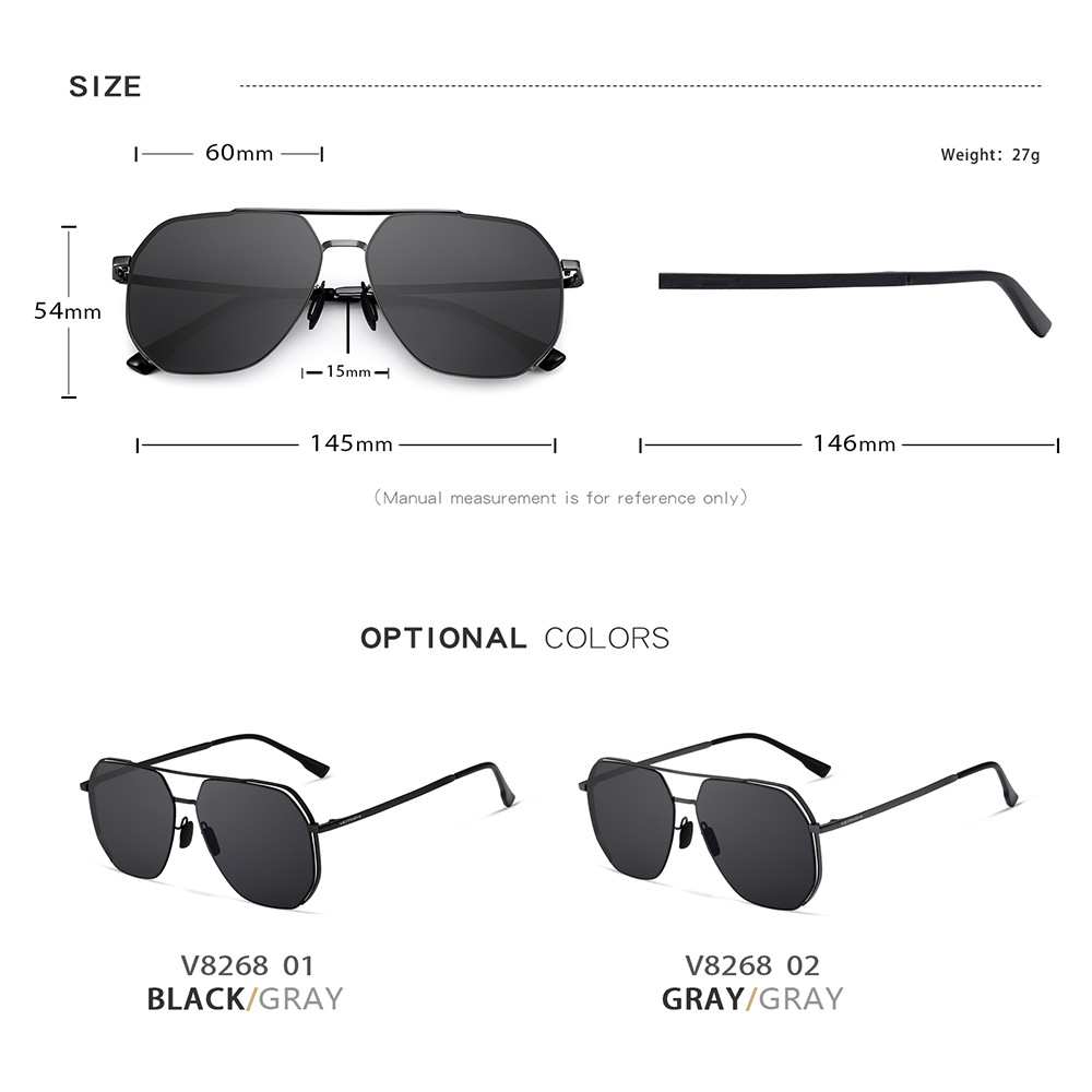 Nuevas gafas de sol polarizadas de nailon Gafas de sol cuadradas anti-ultravioleta para hombre Douyin Cross-border Live Spot 8268