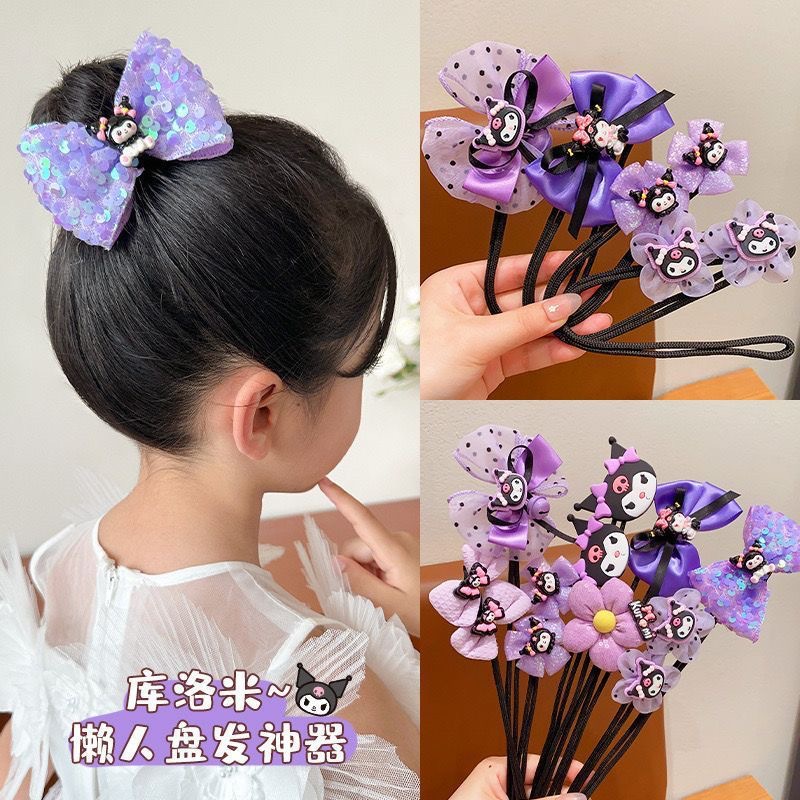 Niños bolas púrpura cabeza de cabello varilla de cabello de niña bailarina joyas de cabello de niña perezosa artefacto de cabello