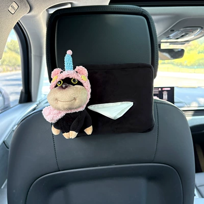 Tissue Box Female Car Creative – Car tissue box/set - plush-tissue-box-black-pink-pig-hat-shoulder-bag-bee-dog