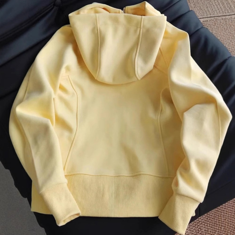 Yellow Slim-Fit Coat Women's Spring and Autumn Hooded Sweatshirt Short Shoulder and Early Autumn Wearing Fishbone Tight Waist Early Autumn Top Yellow Slim-Fit Coat Women's Spring and Autumn Hooded Sweatshirt Short Shoulder and Early Autumn Wearing Fishbone Tight Waist Early Autumn Top