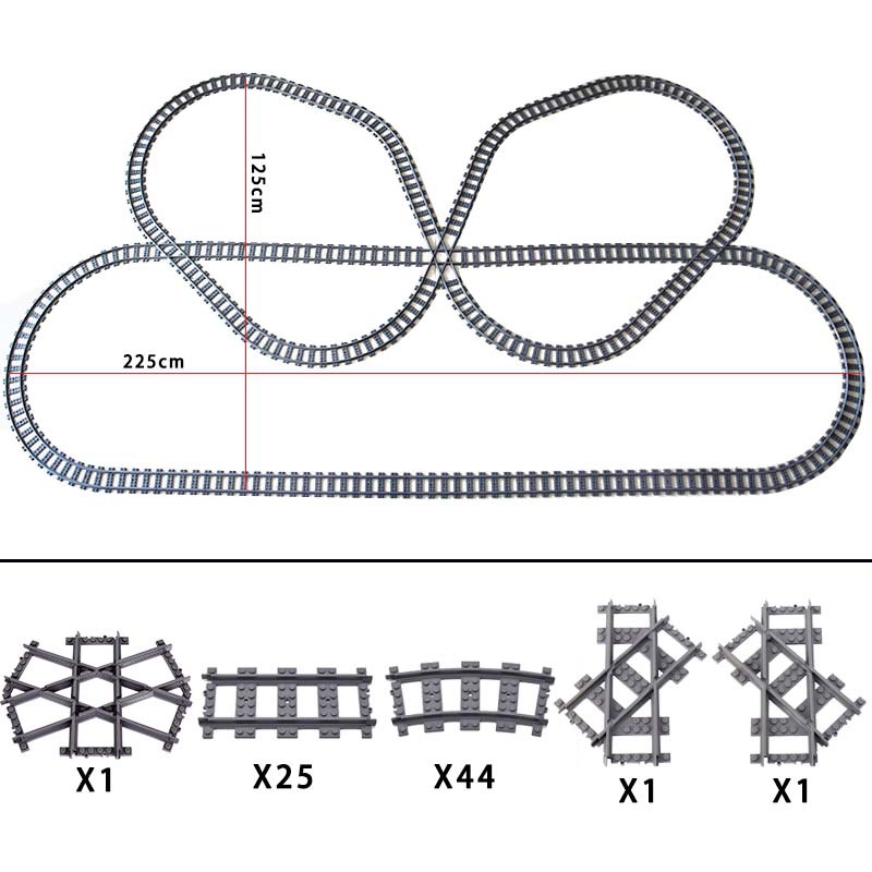 Tren De La Ciudad vía del tren compatible con el carril recto curva combinación escena pequeña partícula montaje bloques de construcción bolsa de juguete