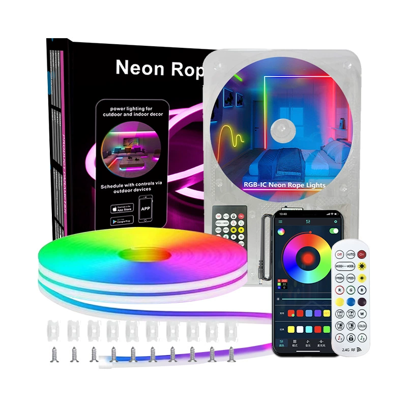 Неон-огни на основе светодиодной ленты Bluetooth RGB/RGBIC силиконовая, голосовое управление, варианты от 5 до 40 м