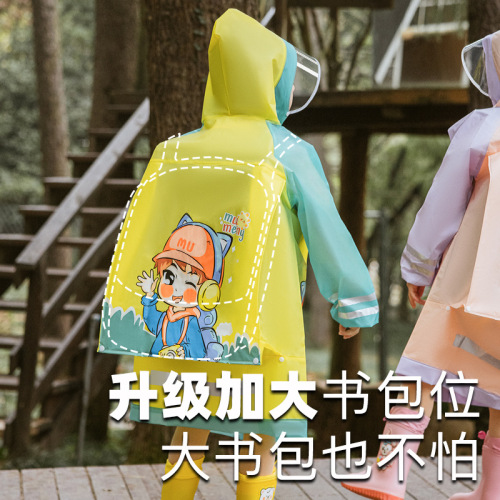 Children's split raincoat for boys and girls, primary school students, full-body waterproof poncho with school bag, rainproof clothing for middle-aged and older children