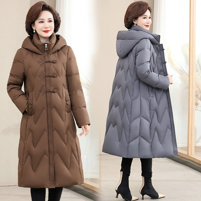 Мама зимняя новая куртка женский пожилой пуховик длинные колени бабушка одежда теплая толстая зимняя одежда