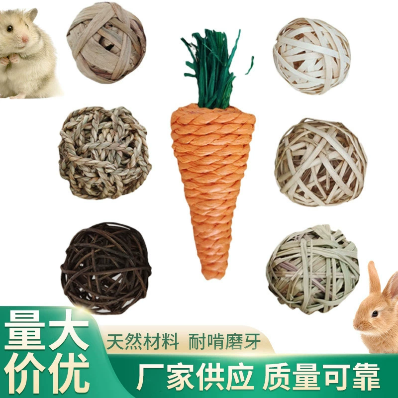 Кролик Коренной Играет Водяной Гиацинт Трава Мяч Воды Трава Мяч Ивы Мяч Ротанга Мяч Яблоня Сплетенный Мяч Трава Редис