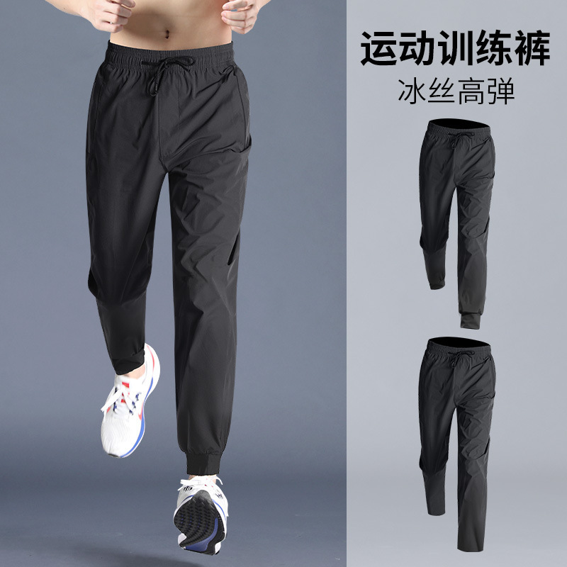 Pants Sports Trousers Men's Trainers Woven Quick-drying Summer Fitness Sports Running Thin Ice Silk Leisure Leg