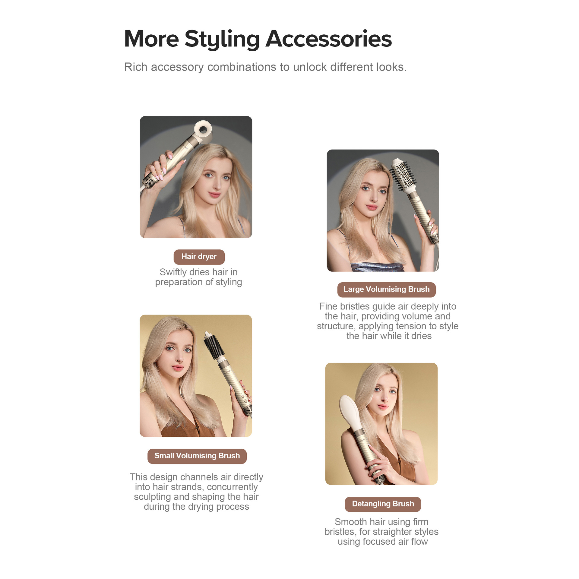 Airbot AriaHighSpeedHyperStyler&Dryes Multifunctional Hair Comb Hair Dryer Champagne Gold 2