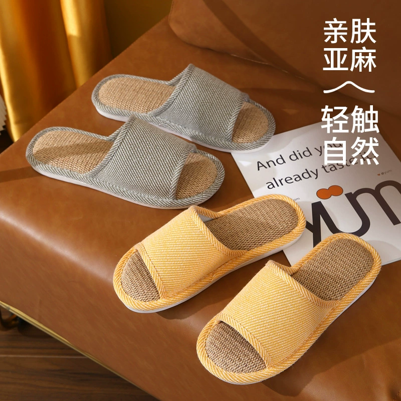 Новый стиль летние льняные тапочки женские наружные сандалии четыре сезона крытый хлопок льна домашняя повседневная обувь мужские тапочки оптом