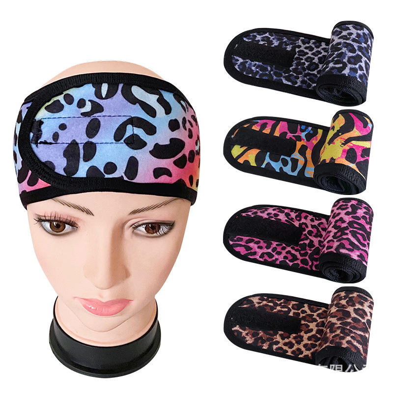 Set de Diadema y Coletero con Estampado de Leopardo de Temu, para SPA, Lavado Facial, Pañuelo para la Cabeza, Accesorios para el Cabello con Estampado Veraniego para Mujer