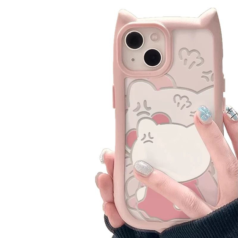 後ろ姿kt猫はリンゴ16/15携帯ケースiphone14 proma x転倒防止13/12女xrアニメを適用している|undefined