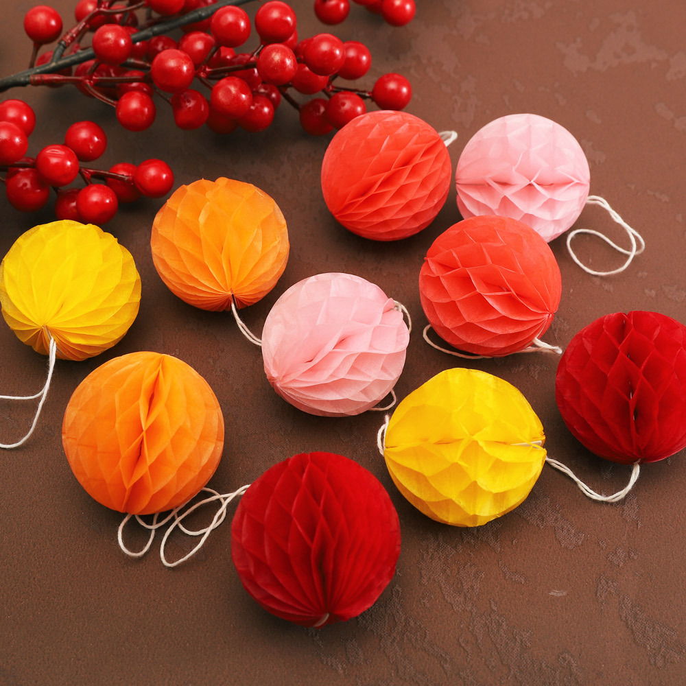2026 barril de Año Nuevo decoración de papel de panal bolas de color flores de bolas de linternas decorativas hechas a mano DIY material de regalo lote