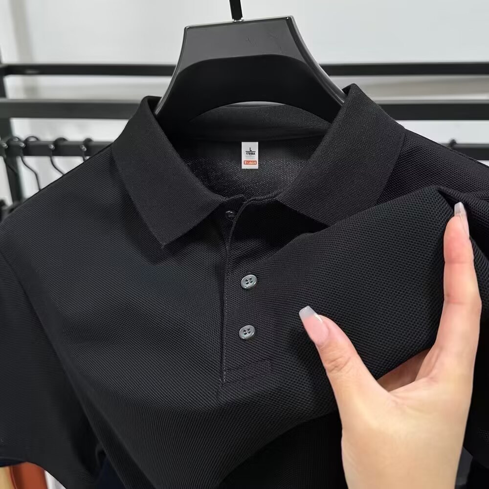 2025 Summer Short-sleeved T-shirt Men's Slim-fit Popular Top Men's Polo Shirt Casual Lel Collar T-shirt Trendy