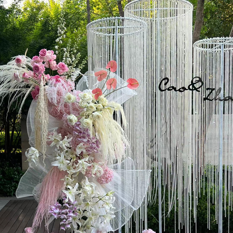 Wedding Props Ring Arch Wedding Decoration Romantic European Flower Door Background Frame Road Sign-In Table Lace Pearls