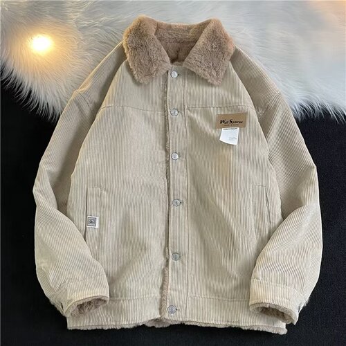 Men and Women's Autumn/Winter Collar Hooded Plaid Padded Cotton Coats, Loose Fit, Japanese Style Trend Brand Couple's Padded Jackets