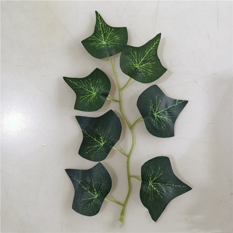 仿真植物仿真丝印七片地瓜叶 人造射骨叶花环植物墙壁挂叶藤配件
