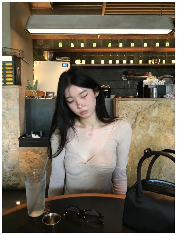 天使肌肤~2025早秋季天丝v领扭结长袖t恤 韩系温柔高级感打底衫女|undefined