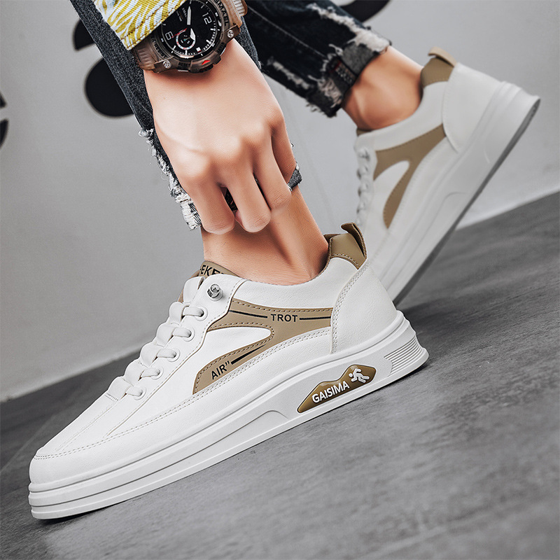 2025 primavera y verano nueva moda transpirable zapatos de tabla blanca zapatos de hombre zapatos deportivos casuales zapatos de cuero de hombre con suela plana zapatos de moda