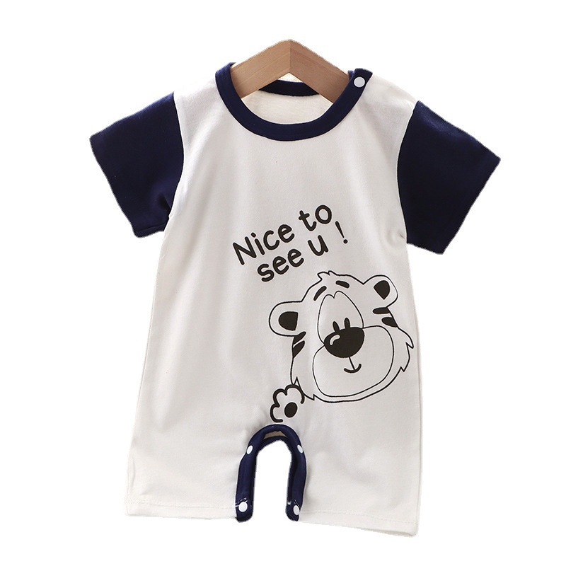 New summer clothing newborn baby cotton short sleeve thin open file crawling suit baby onesie Ha clothes