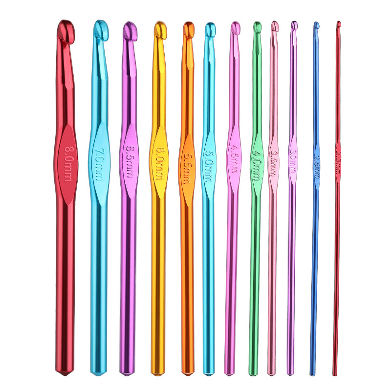 100 Piece Crochet Set Colored Aluminum Oxide Single Head Full Set Of Crochet Diy Weaving Tool Material Package_voghion.com