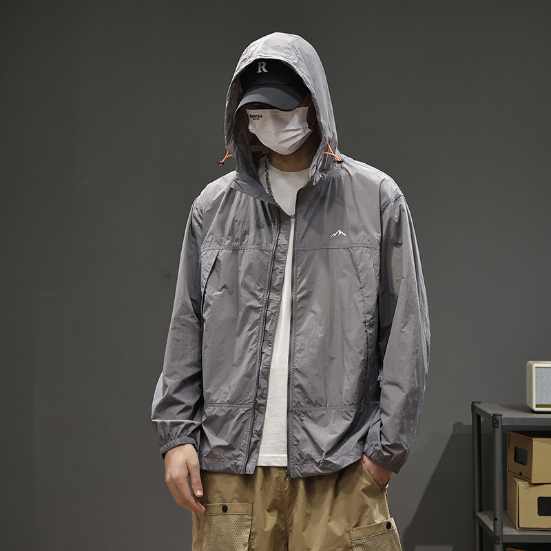 Ultra-Thin Breathable Sun Protection Clothing for Men in Summer Quick-Drying Long-Sleeved Sports Fishing Hooded Jacket Outdoor Mountaineering Sun Protection Clothing