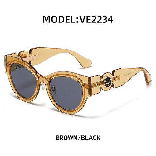European and American personalized cat-eye sunglasses for women, high-end ins steampunk rimless sunglasses for women, cross-border wholesale