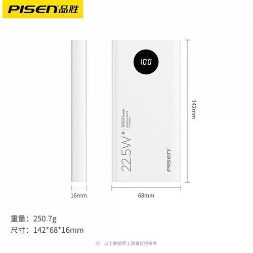 Ponsie Mini Fast Charging 10500mAh Power Bank 20000mAh Portable Charger with QP 22.5W Flash Charging Power Bank with LOGO Printing