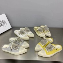 欧洲站擦色尖尖头帆布半拖鞋女2026春夏新款洋气百搭舒适休闲拖鞋