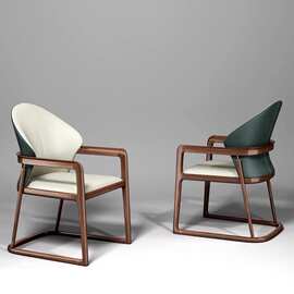 新中式主人椅子高端轻奢书房茶室休闲椅现代餐椅家用简约洽谈椅