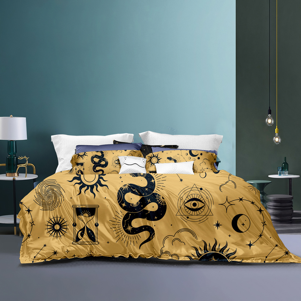 Set pattern constellation starry sky 90g matte duvet cover pillowcase_voghion.com