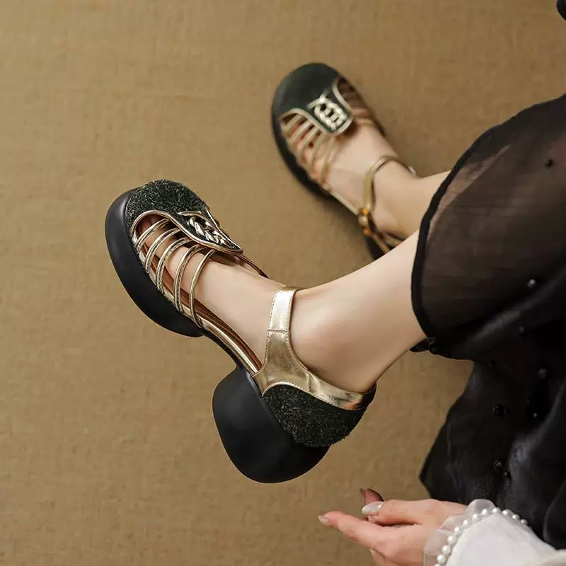 Sandals platform, summer footwear, shoes high heels, french style