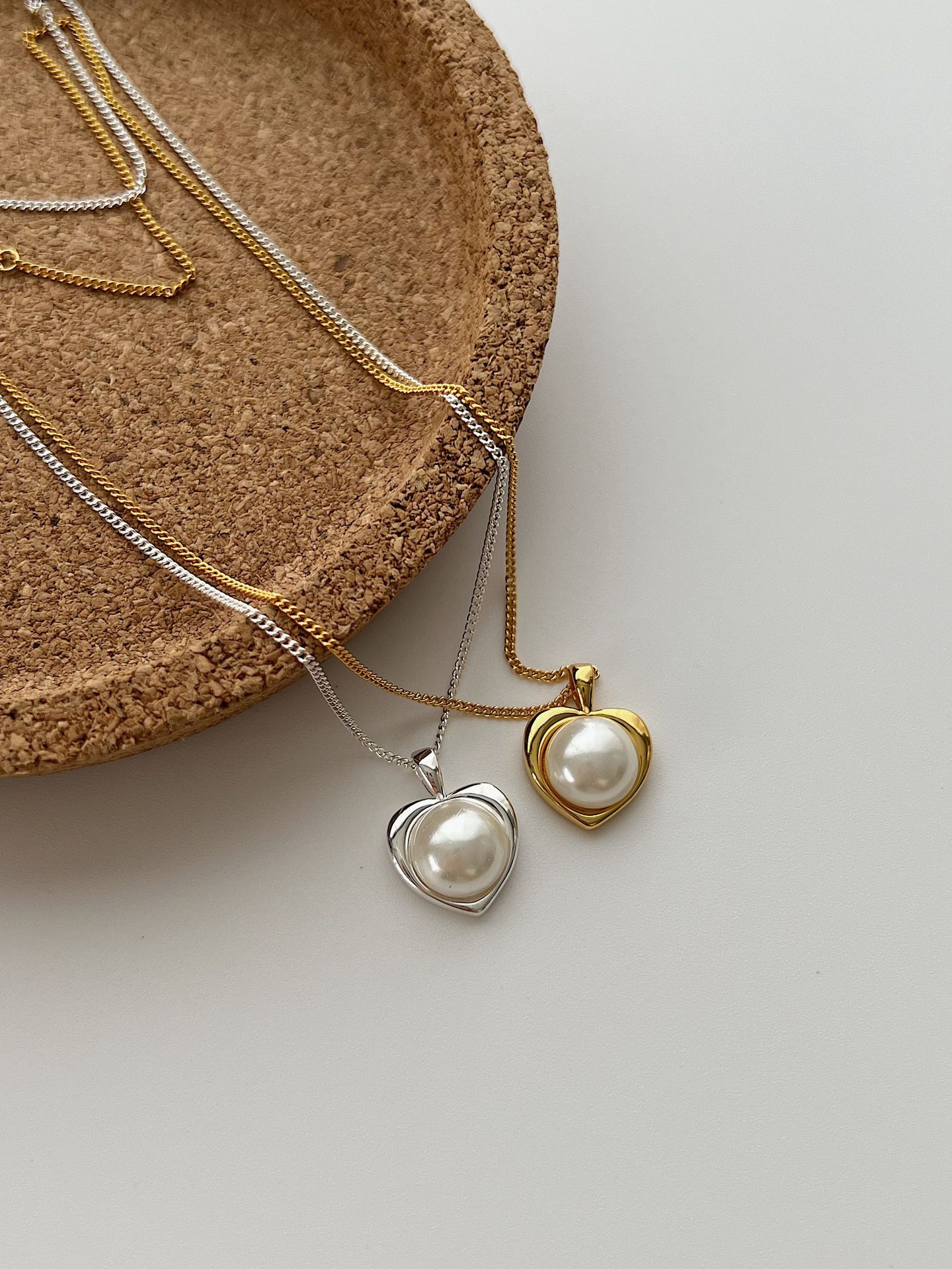 Shell Inlay Material Pendant Necklace Classification 925 Sterling Silver Shell Plating Round Heart Shape Pendant Necklace
