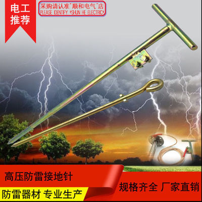 避雷针接闪器防雷接地针接地棒可配电源防雷器用0.5米0.8米1.5米|ru