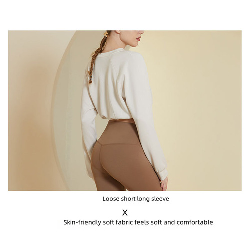 Women's Loose Fit Spring Yoga Top Long Sleeve Workout Hoodie Sweatshirt Short-Sleeve Sport Coat Casual Jacket