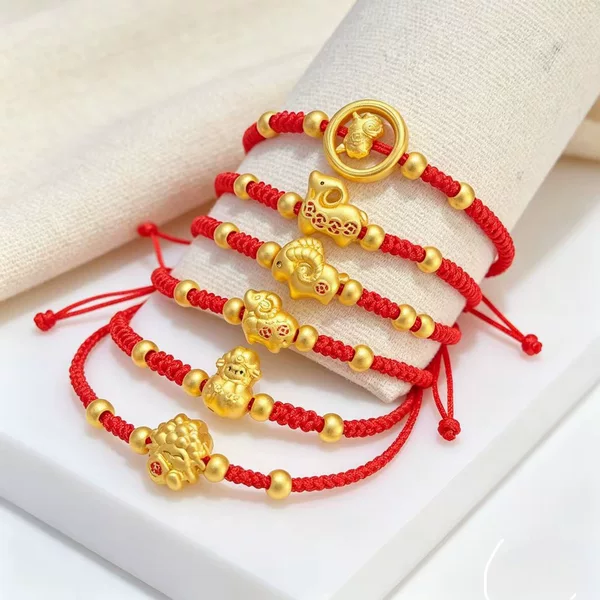 Year of the Sheep Bracelet, Zodiac Year Bracelet, Hand-Woven Red String Bracelet, Auspicious Sheep Charm for Wealth, 2027 New Style Jewelry