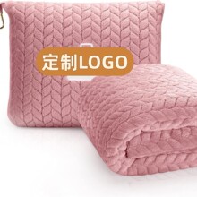 跨境法兰绒航空飞机毯折叠旅行毯枕头毛毯多功能二合一汽车抱枕毯