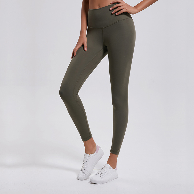 Lulu damas de yoga de cintura alta pantalones deportivos de nueve puntos para correr al aire libre pantalones desnudos para viajar tela molida transpirable