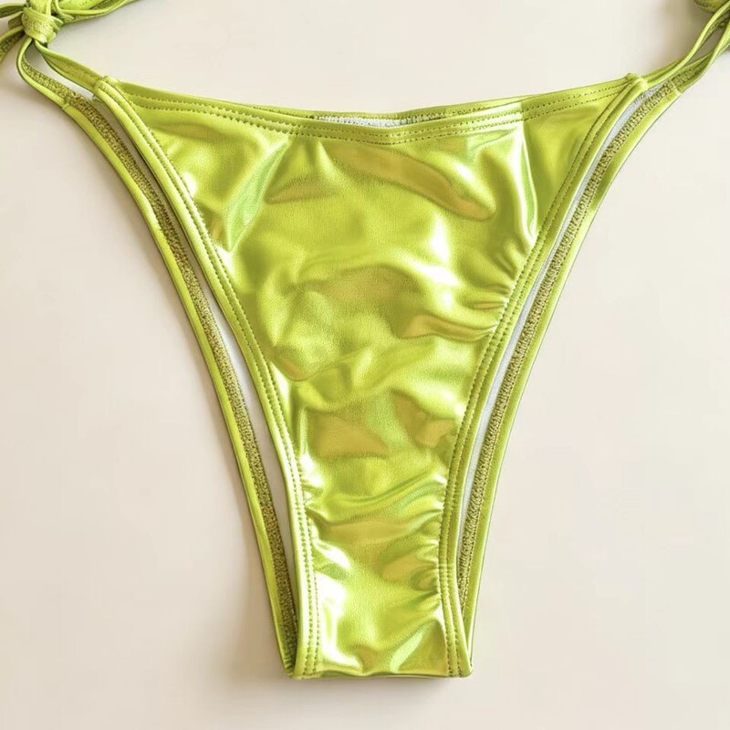 Amazon European and American 2026 New Swim Briefs Solid Color PU Swimsuit Women's Thong Pure Desire Bikini Bottom Amazon European and American 2026 New Swim Briefs Solid Color PU Swimsuit Women's Thong Pure Desire Bikini Bottom