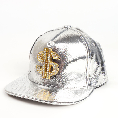 Crocodile pattern hat gold dollar sign Korean version trendy hip-hop hat street dance flat brim hat sun hat baseball cap
