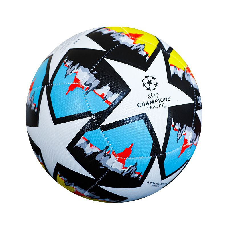 Liga de Campeones máquina de coser fútbol mano coser pu4 no. 5 fábrica de fútbol al por mayor comercio exterior 21 estrella amarilla