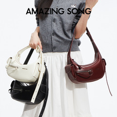 [陳都林と同じスタイル] Amazing Song リキュール三日月バッグ 新しい牛革ショルダークロスボディバッグ女性用