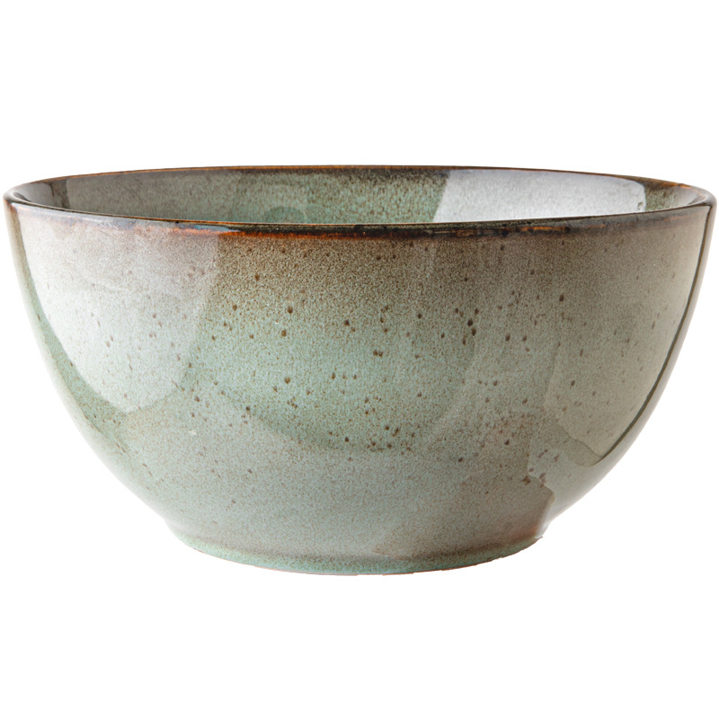 Bobby verde más alto profundizar retro 9 pulgadas tazón de sopa de cerámica enchupe tazón de pescado enchupe tazón de sopa exportación transfronteriza