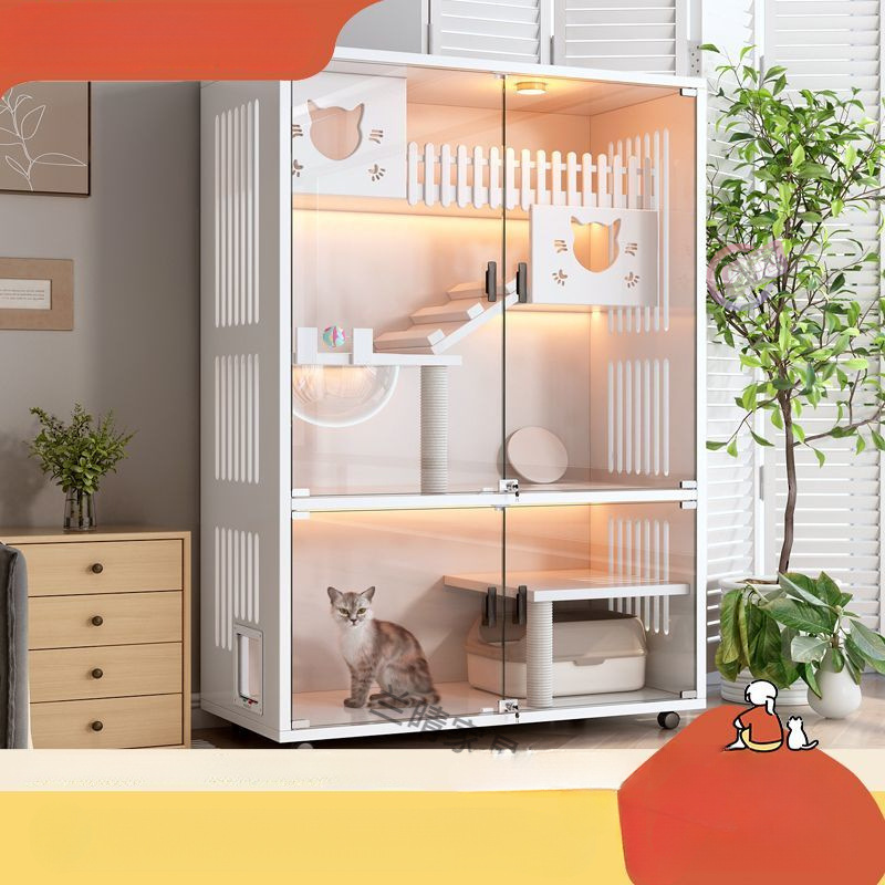 猫别墅豪华猫屋柜家用室内超大自由空间多层猫咪房子一体猫咪笼子