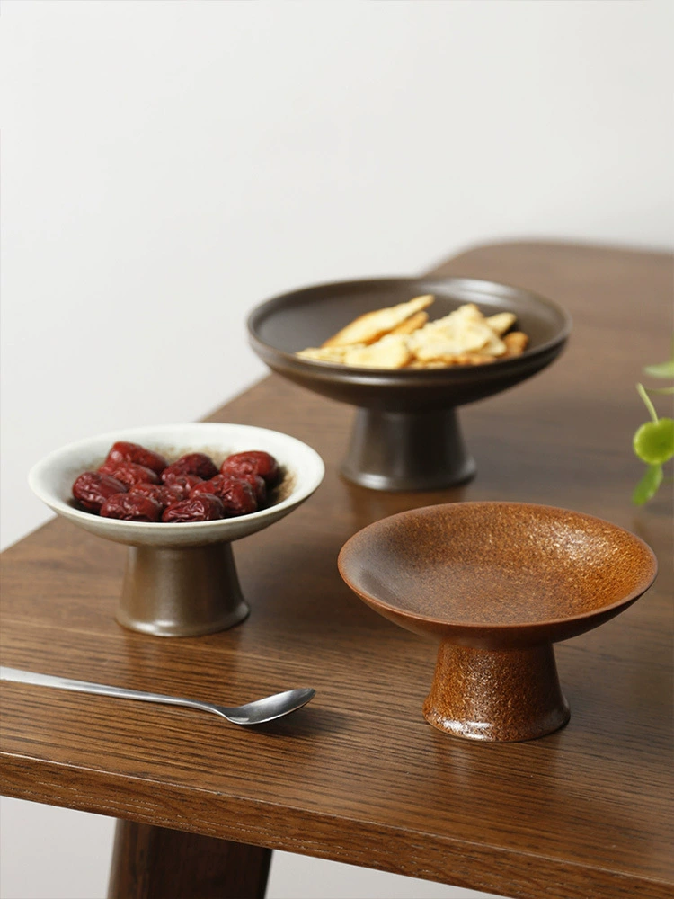 Высокий чайный поднос, чайный сервиз для чайной церемонии, тарелка с фруктами, корзина для японской керамики, керамическая посуда для хранения закусок, фруктов, китайское ретро